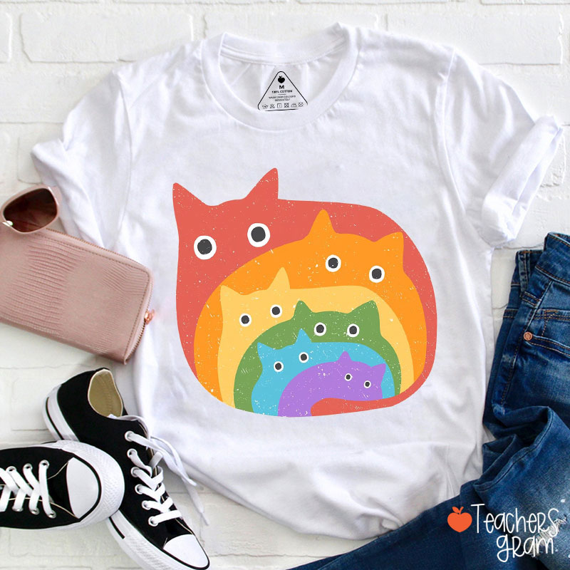 Rainbow Cats Teacher T-Shirt