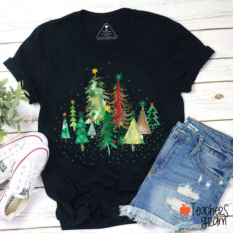Various Christmas Trees Teacher T-Shirt
