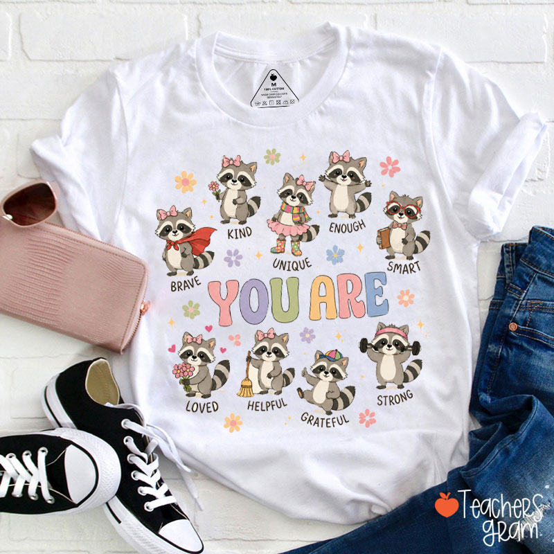 Funny Raccoon You Are Brave Kind Teacher T-Shirt