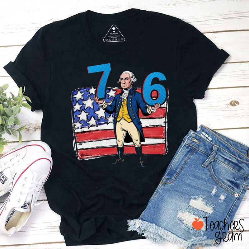 American Flag Six Seven Teacher T-Shirt