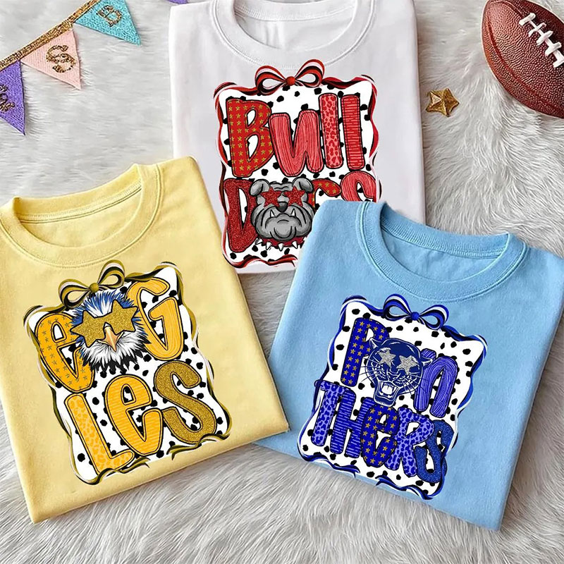Personalized Mascot Spotted Background School Spirit Teacher T-Shirt