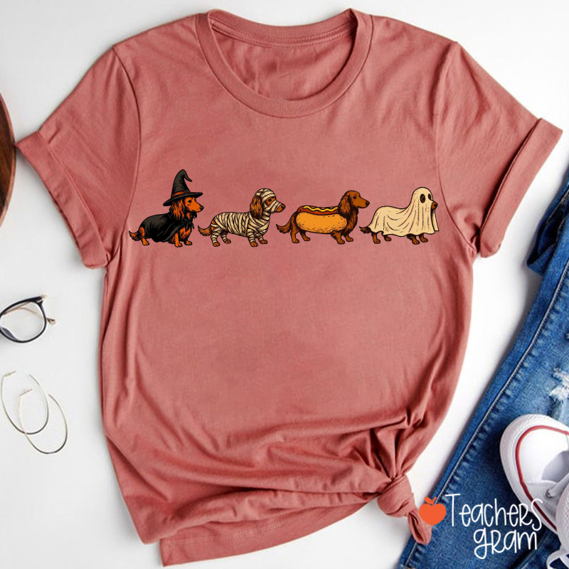 Halloween Dachshund Costume Crew Teacher T-Shirt
