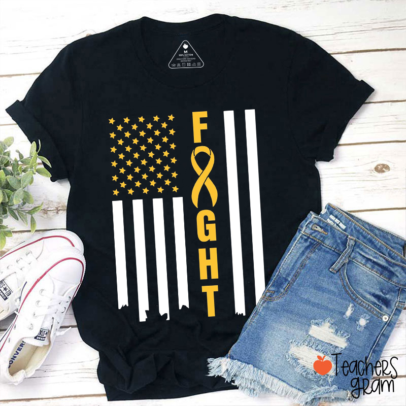Stars And Stripes Cancer Fight Teacher T-Shirt