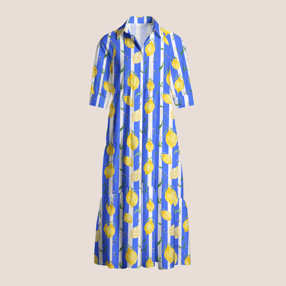 Summer Fresh Lemon And Stripe Teacher Shirtdress
