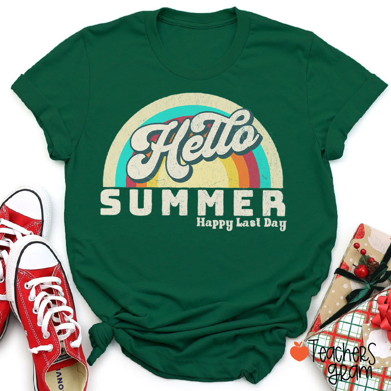 Retro Hello Summer Happy Last Day Teacher T-Shirt