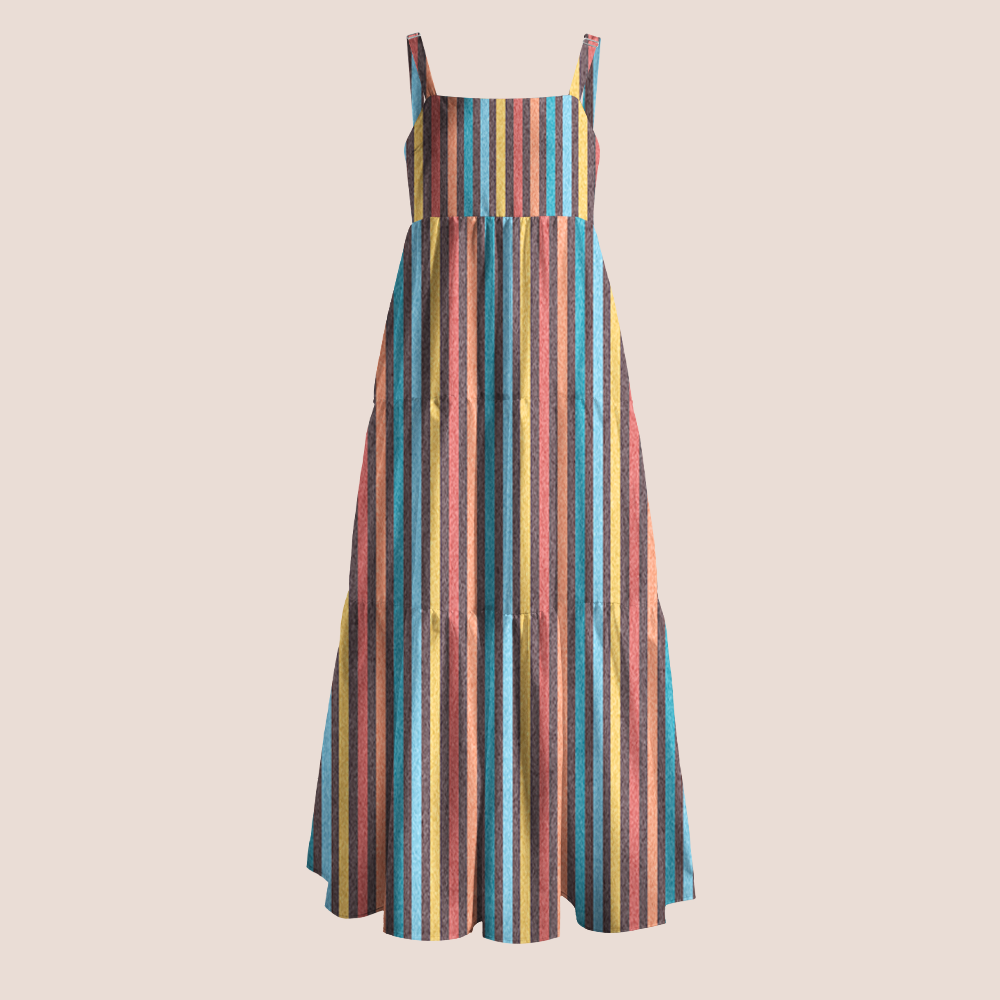 Retro Multicolor Stripe Teacher Slip Dress