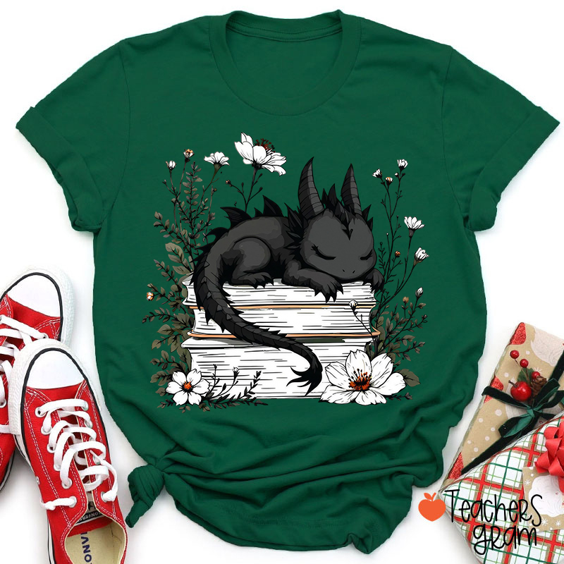 Sleeping Dragon Among Wildflowers Teacher T-Shirt
