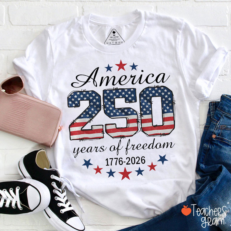 America 250 Years Of Freddom Teacher T-Shirt