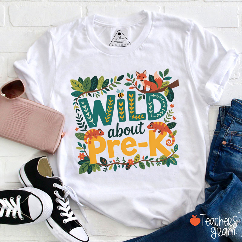 Personalized Forest Element Illustrations Wild About My Class Teacher T-Shirt