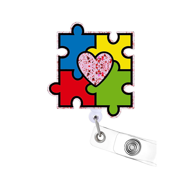 Autism Awareness Love Teacher Badge Reel