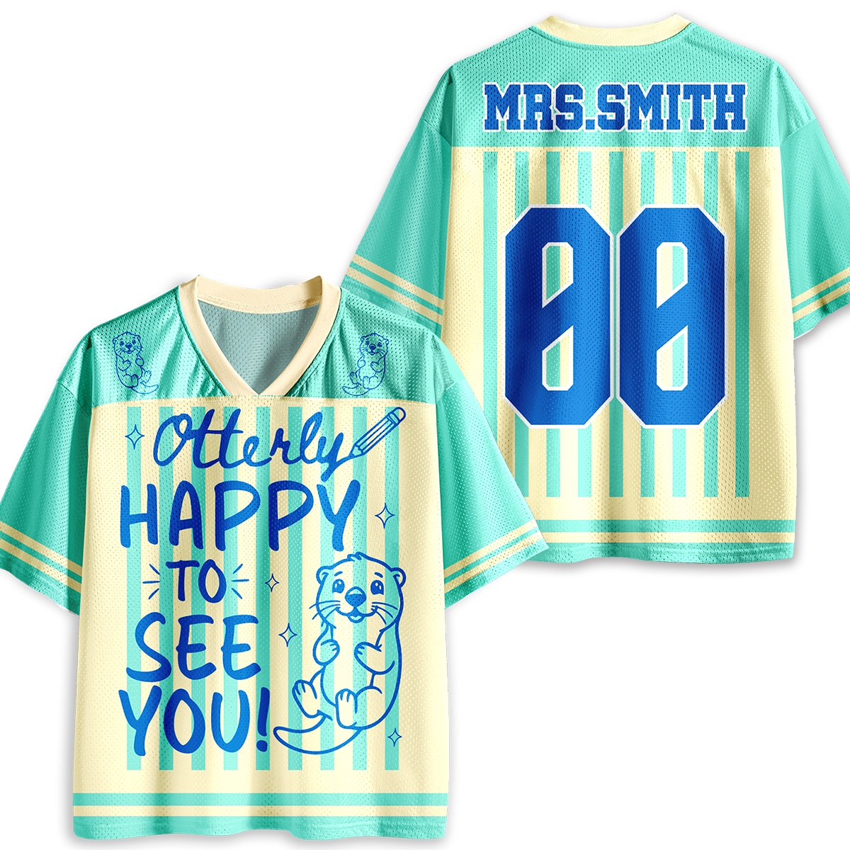 Personalized Animal Pun Striped Teacher Baseball Jersey