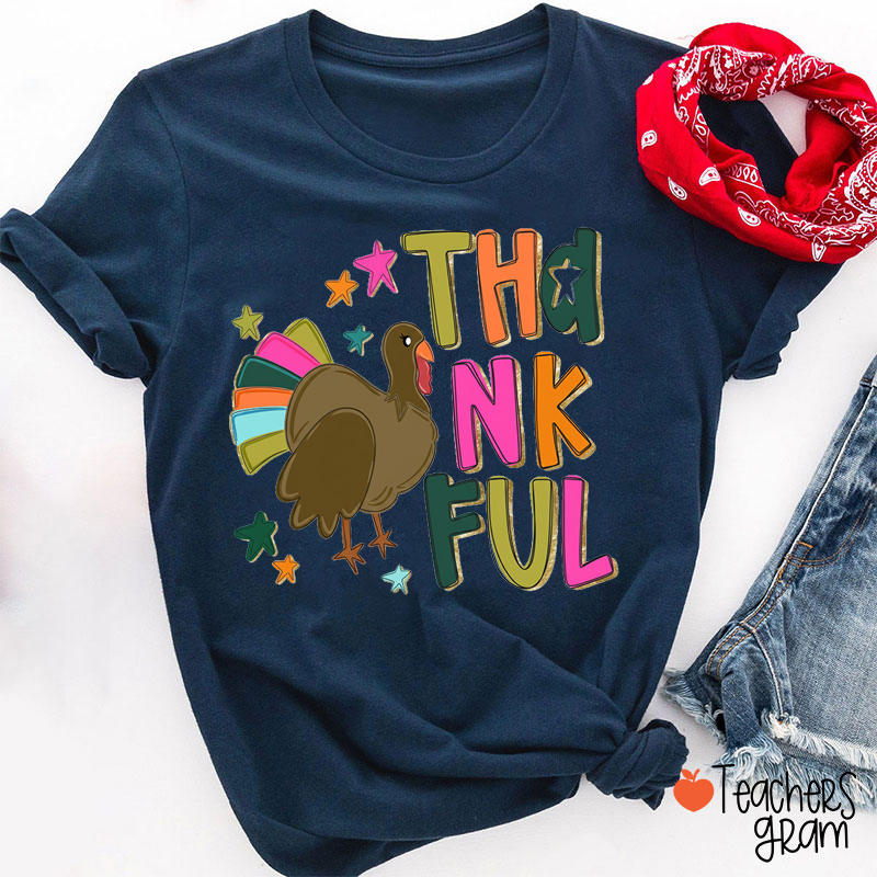 Preppy Thanksgiving Turkey Teacher T-shirt