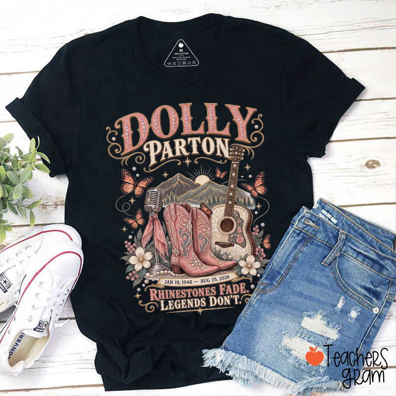 Dolly Parton Western Cowboy Boots Floral Teacher T‑Shirt