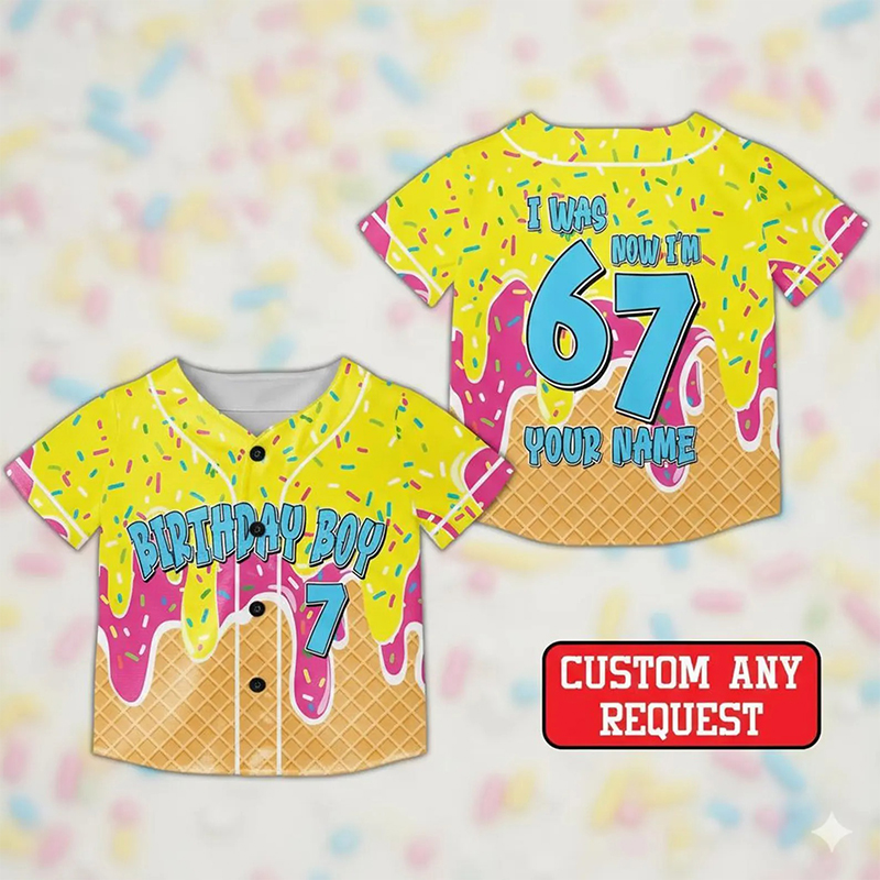 Personalized Meme 67 Six Seven Donut Dripping Birthday Class Baseball Jersey