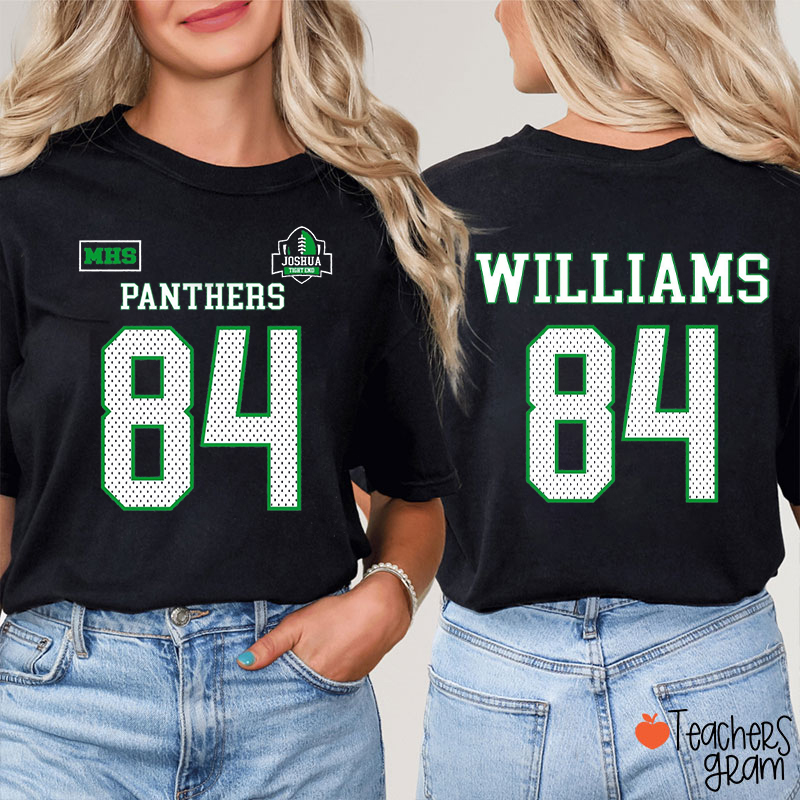 Personalized Mascot Name Number Teacher Two Sided T-Shirt