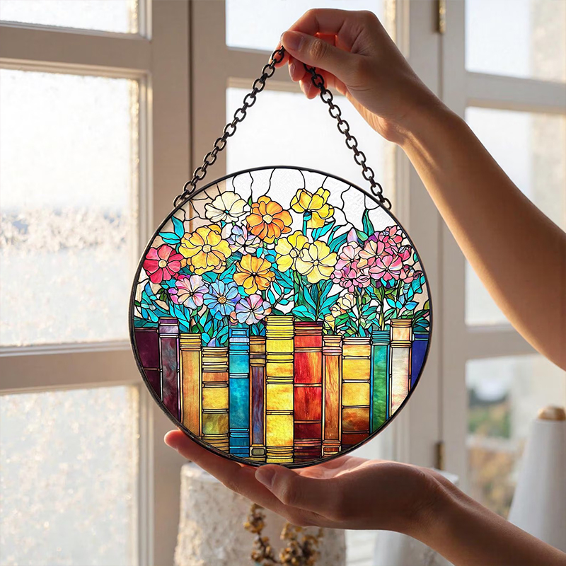 Floral Book Teacher Suncatcher
