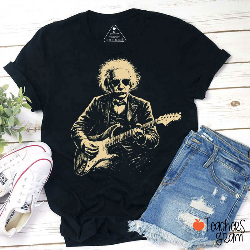 Vintage Einstein Playing Guitar Teacher T-Shirt