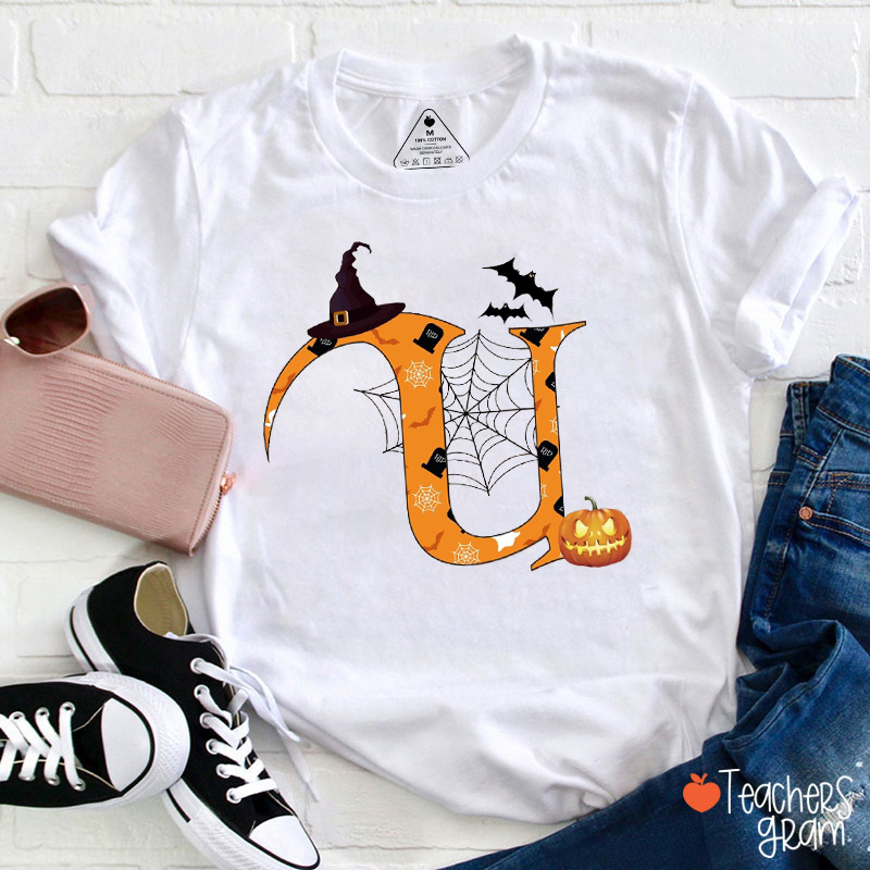Personalized Name And Initials Halloween Teacher T-Shirt