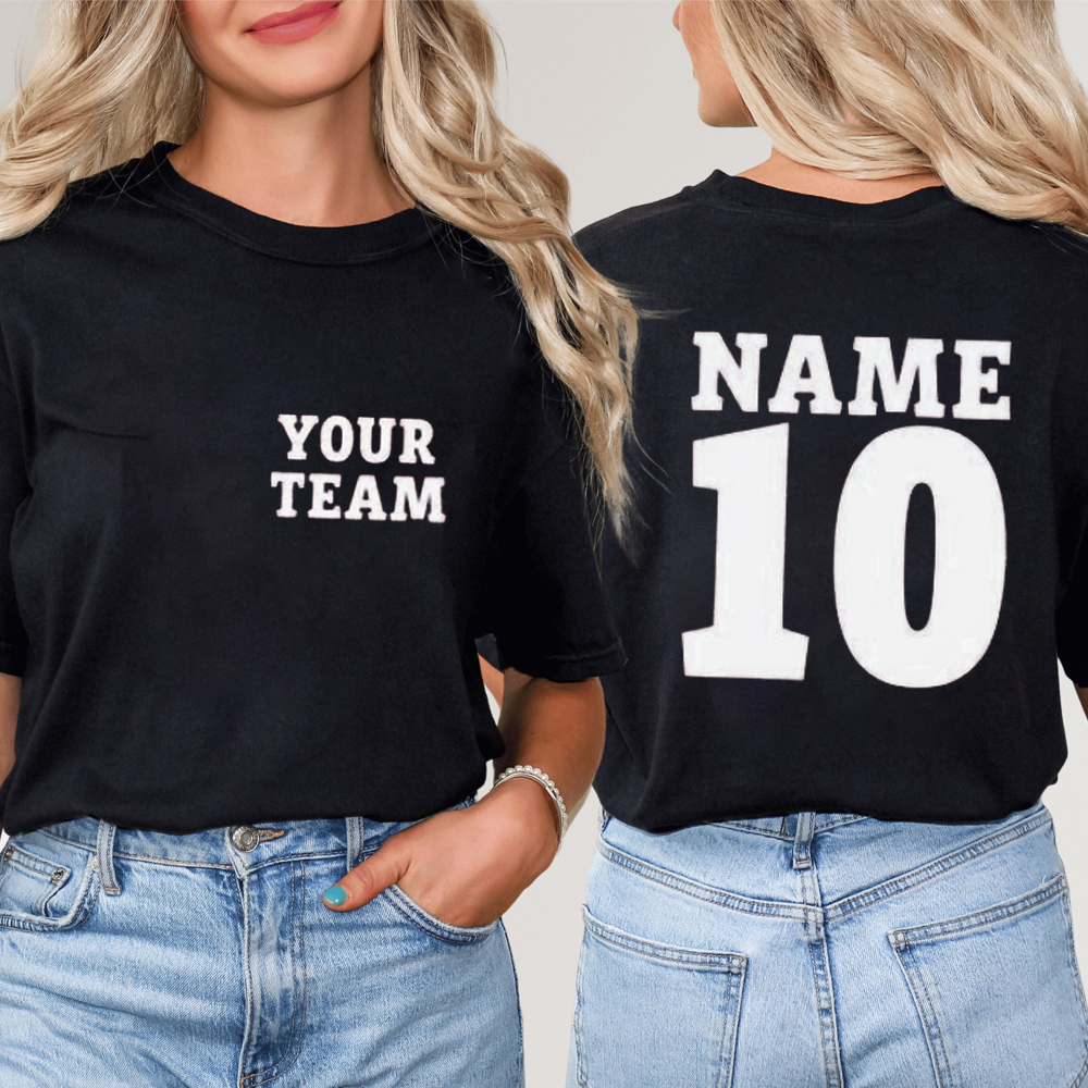 Personalized Team Name And  Number Team Teacher Two Sided T-Shirt