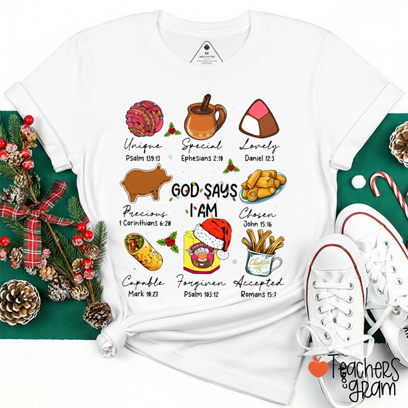 God Says I Am Mexican Christmas Teacher T-Shirt