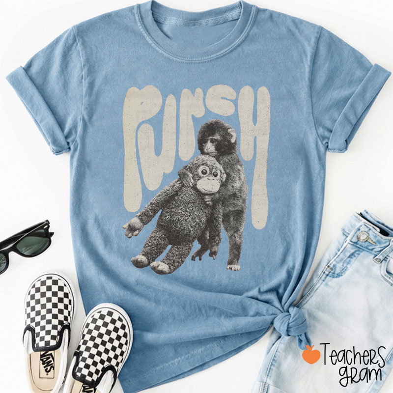 Retro Punch Monkey Teacher T-Shirt