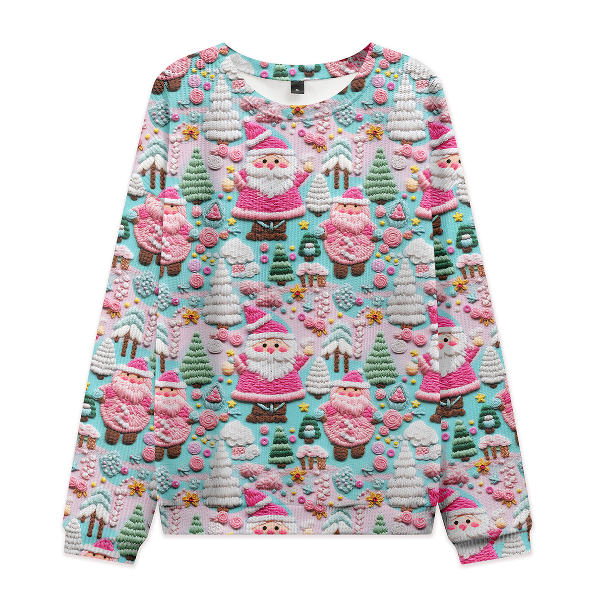 Pink Christmas Teacher Cable Knit Sweatshirt