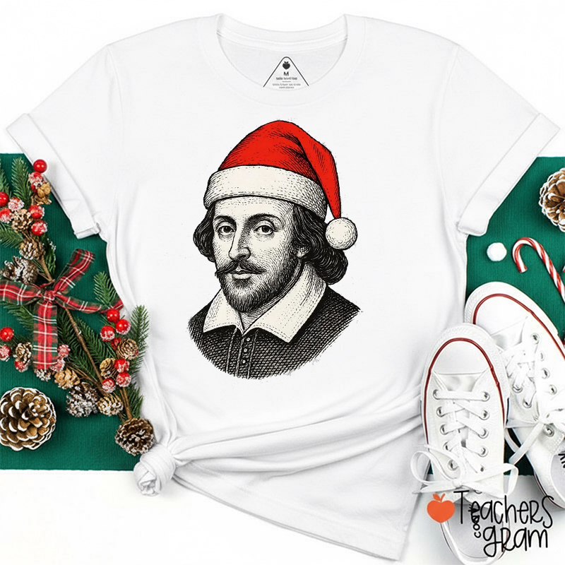 Personalized Christmas Santa Hat Legendary Figures Teacher T-Shirt