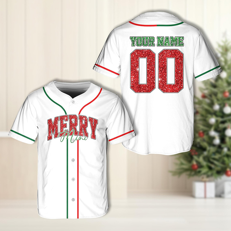 Personalized Name And Number Merry Christmas Teacher Baseball Jersey