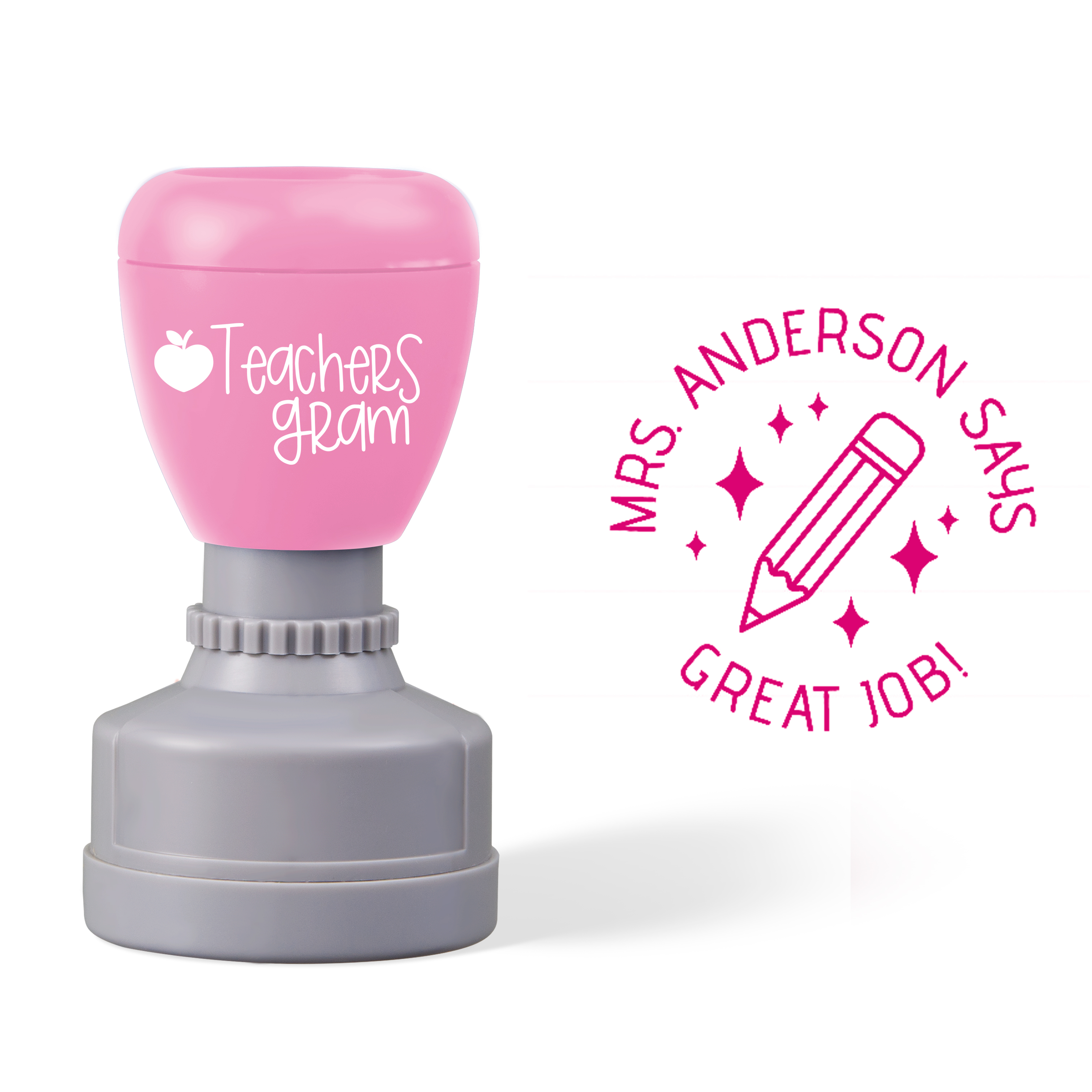 Personalized Name Great Job Pencil Teacher Stamp