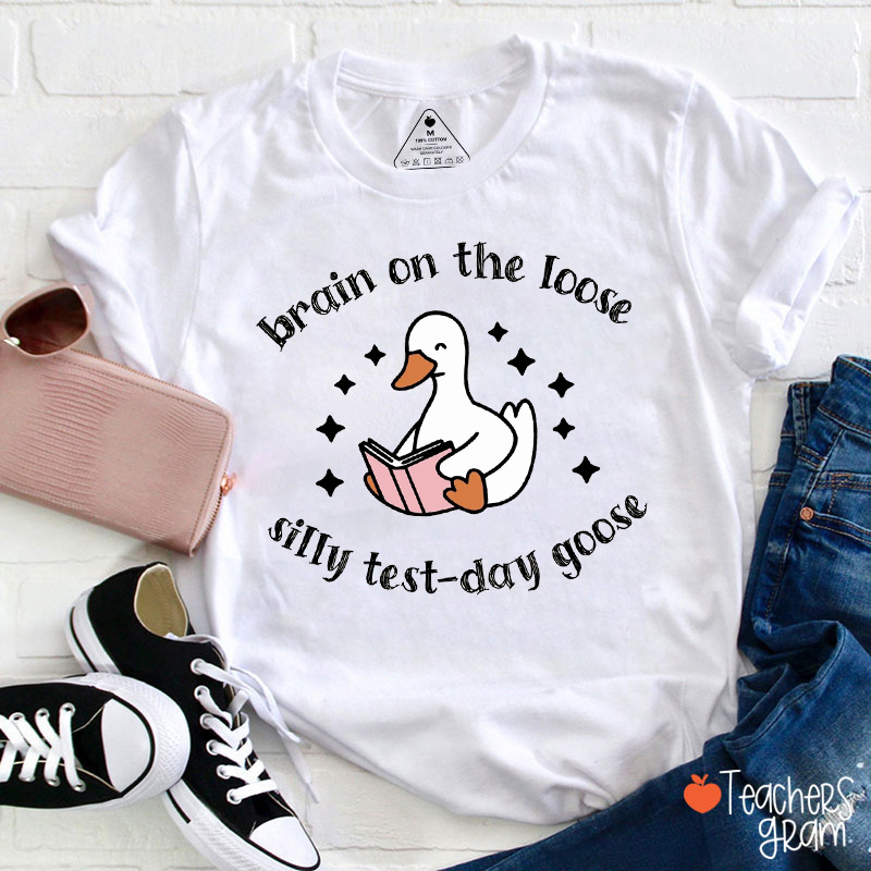 Brain On The Loose Silly Test-Day Goose Teacher T-Shirt