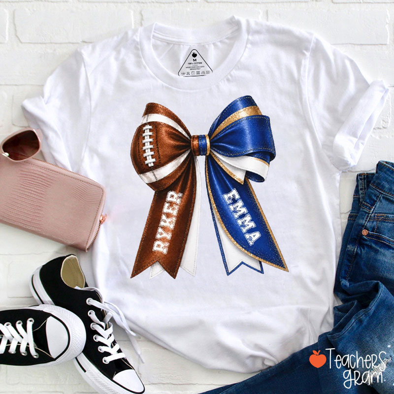 Personalized Sport Bow Name Teacher T-Shirt