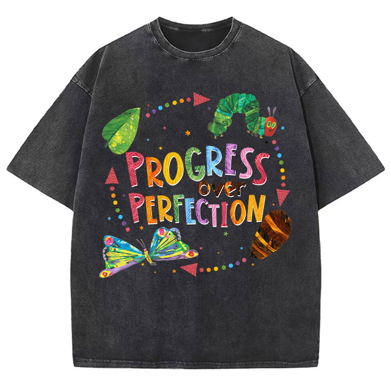 Progress Over Perfection Teacher Washed T-Shirt