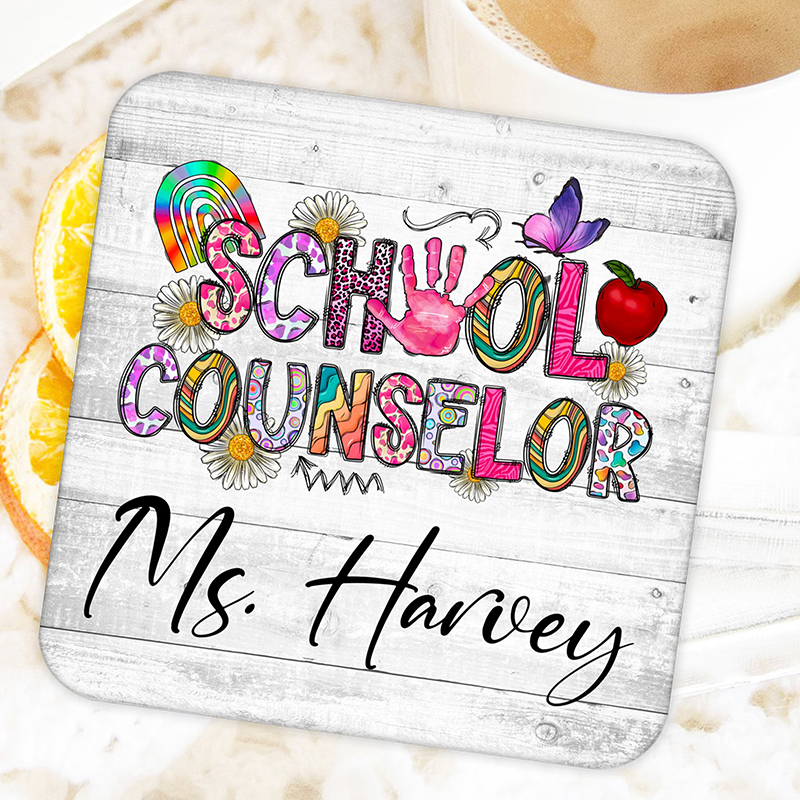 Personalized Name And Position Daisy Teacher Coasters