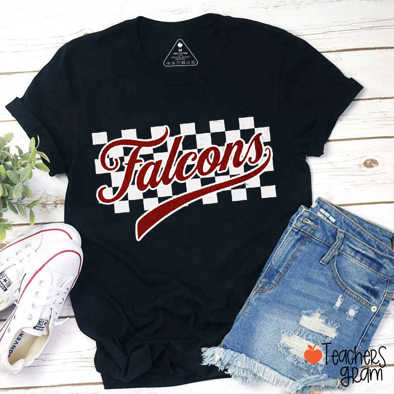 Personalized Mascot Checkered Teacher T-Shirt