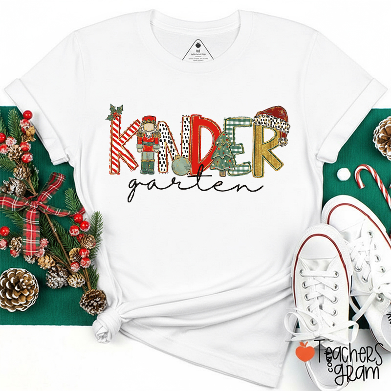 Personalized Grade Preppy Christmas Teacher T-Shirt