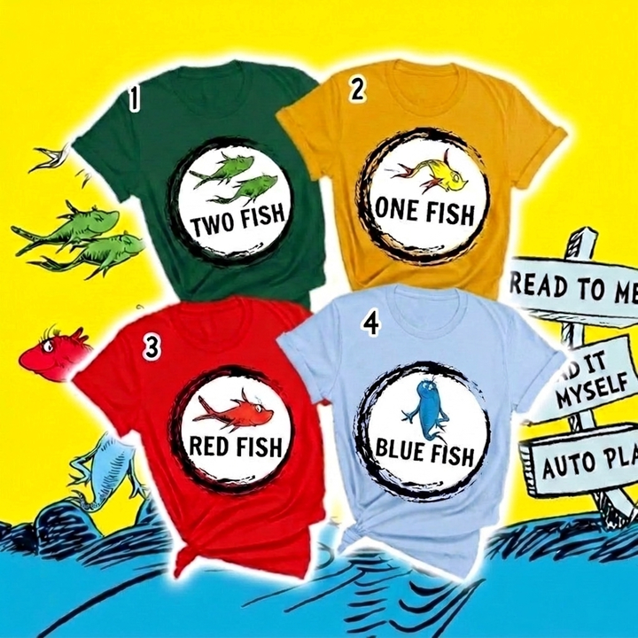 Personalized Children's Books Fish Family Shirts Teacher T-Shirt