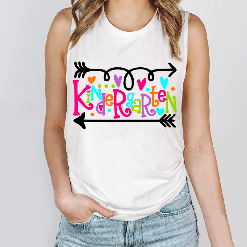 Personalized Grade Curly Font Teacher Tank Top