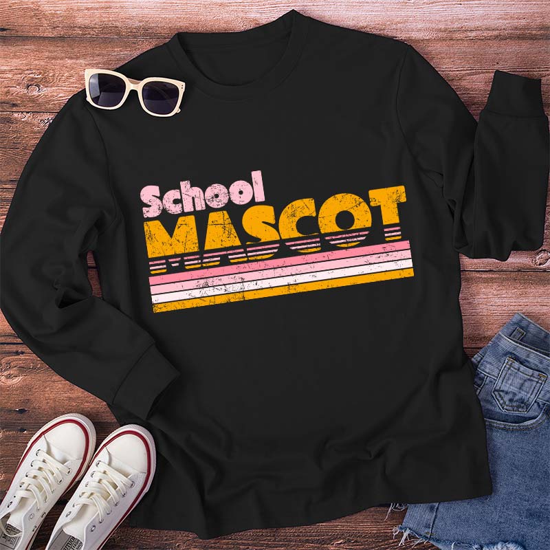 Personalized Mascot And School Name Contrast Color Line Design Teacher Long Sleeve T-Shirt