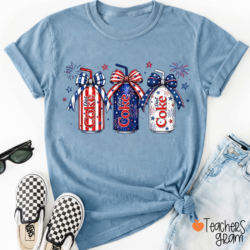 4th Of July Coquette Bow Coke Lover Teacher T-Shirt