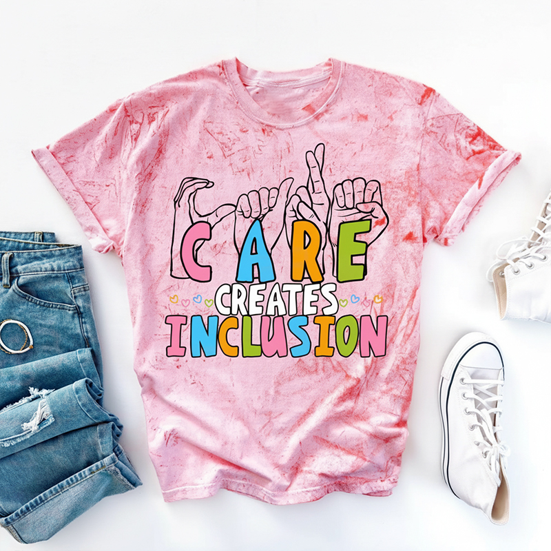 Care Creates Inclusion Teacher Eco Oversized Graphic T-Shirt