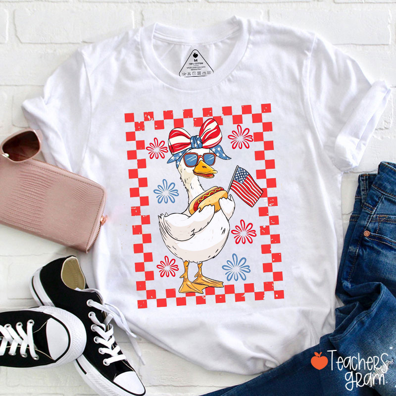 Patriotic Goose Teacher T-Shirt