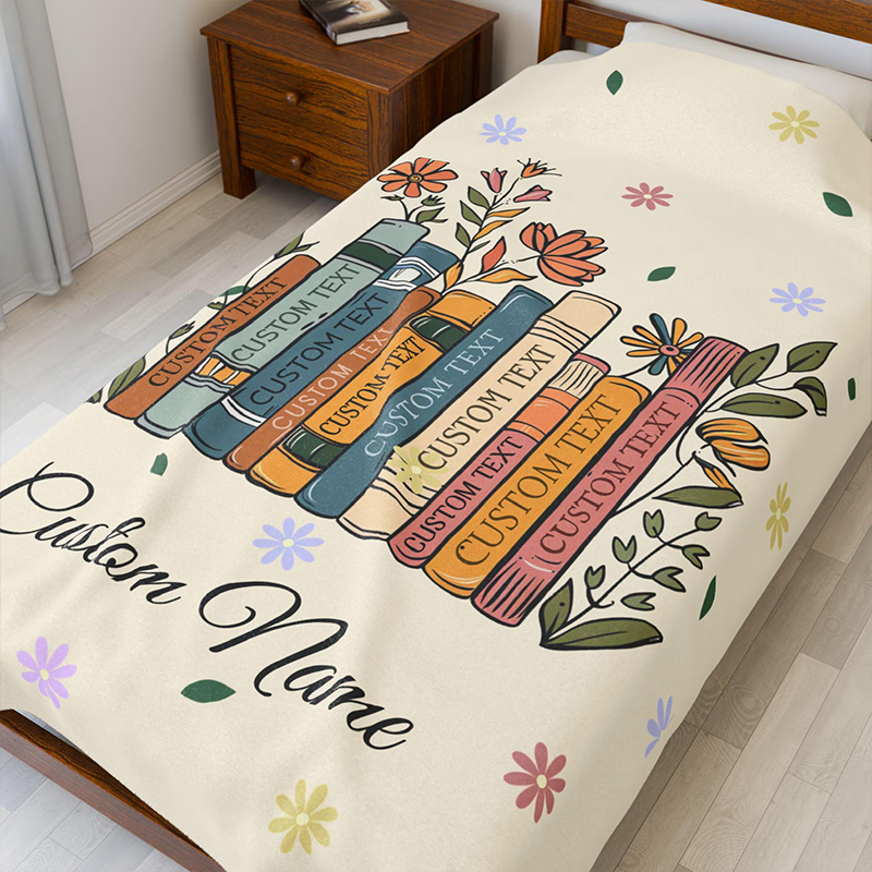 Personalized Name And Book's Title Booklover Reading Teacher Blanket