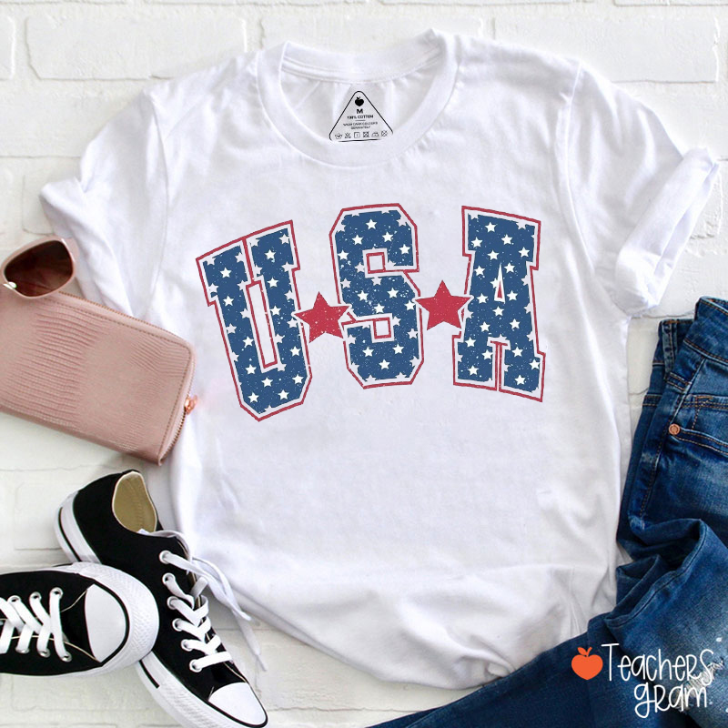 USA Stars 4th Of July Teacher T-Shirt