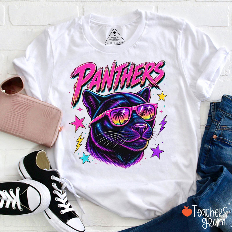 Personalized Mascot Retro Neon Sunglass Animal Comfort Colors Teacher T-Shirt