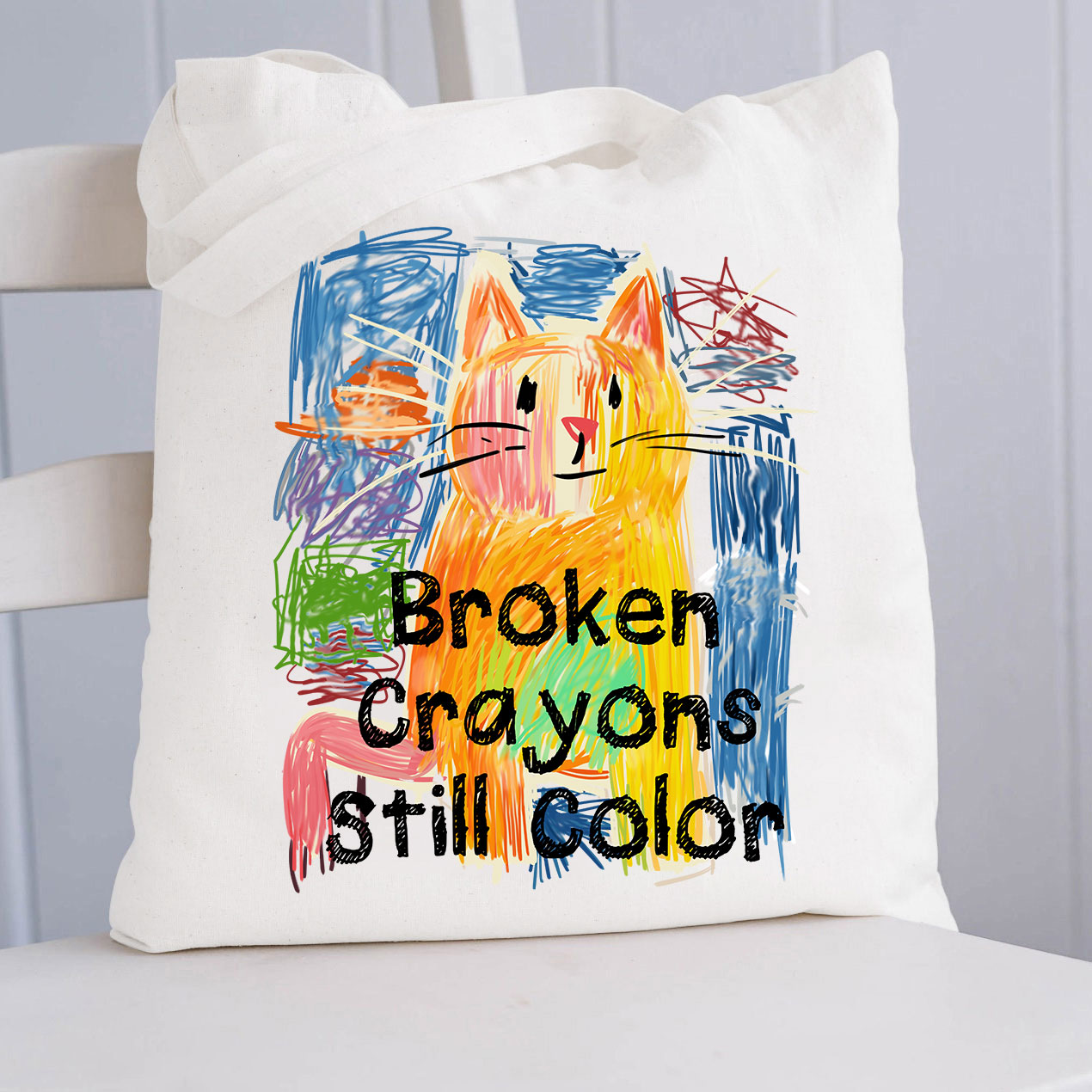 Broken Crayons Still Color Cat Tote Bag