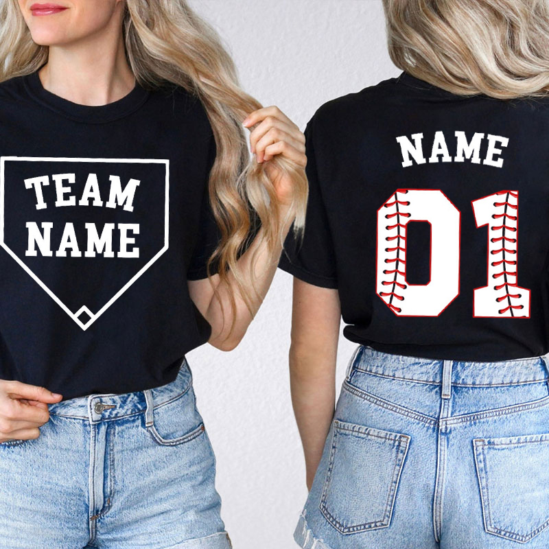Personalized Baseball Team Teacher Two Sided T-Shirt
