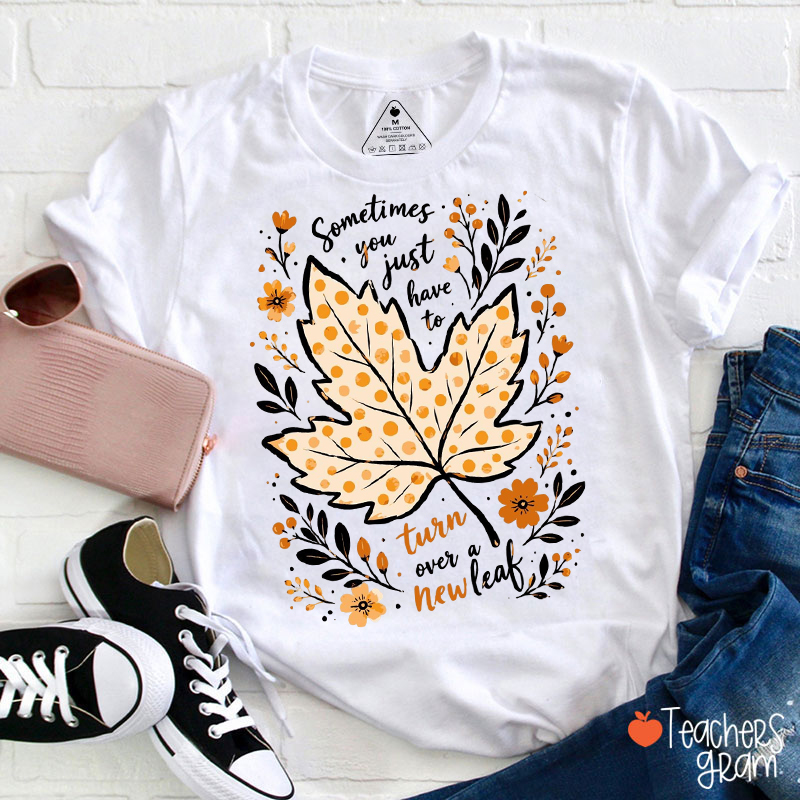 Fall Inspirational Maple Leaf Slogan Teacher T‑Shirt