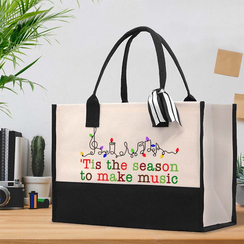 Tis The Season To Make Music Teacher Cotton Tote Bag