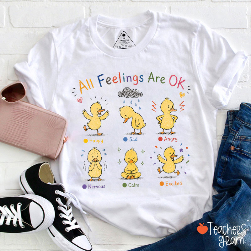 All Feelings Are Ok Silly Ducks Teacher T-Shirt