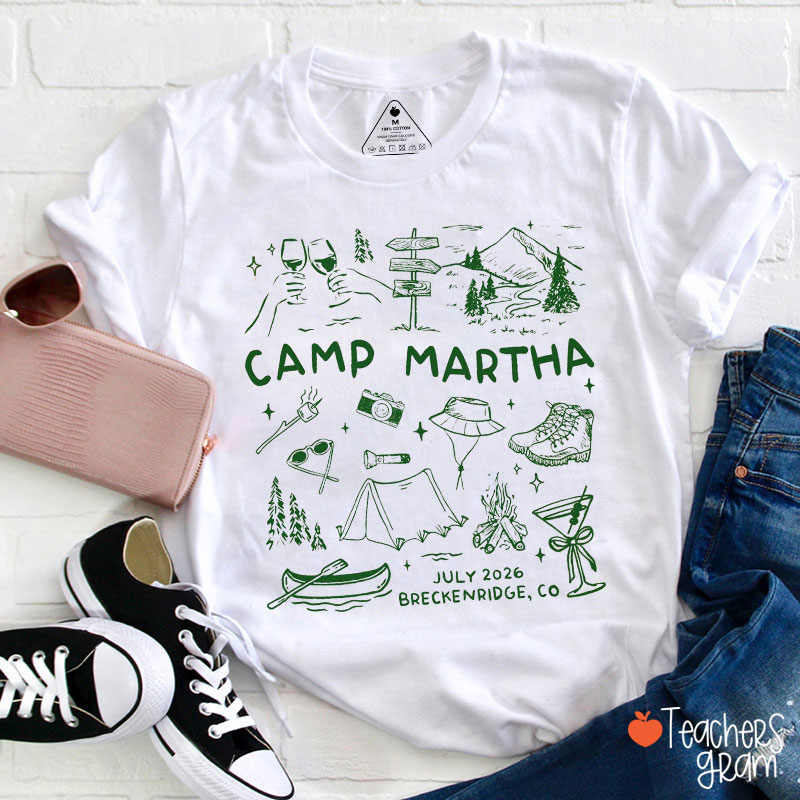 Personalized Green Line Camp Teacher T-Shirt